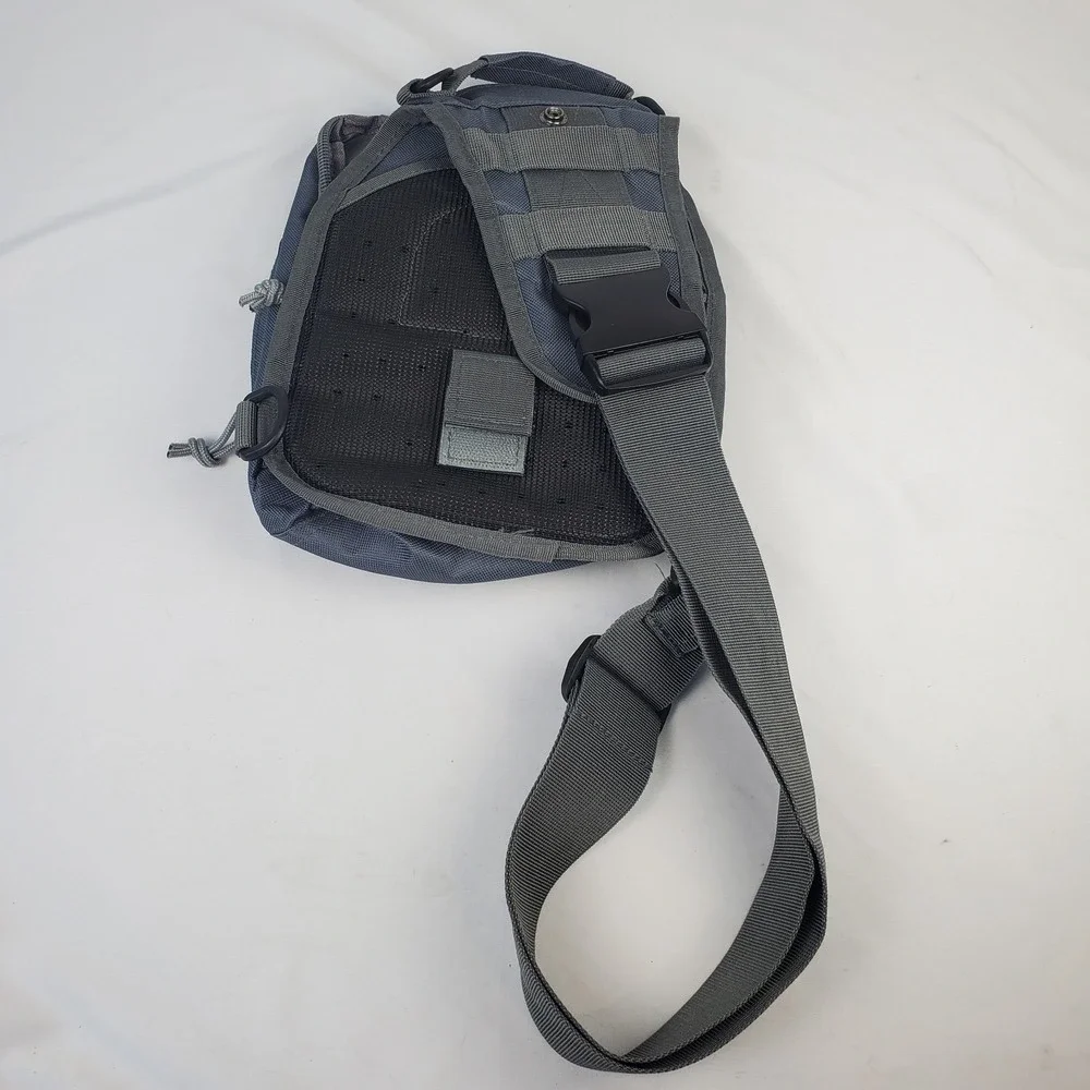Trout Unlimited Gray Canvas Sling Pack Crossbody Bag w MOLLE Pockets NWOT